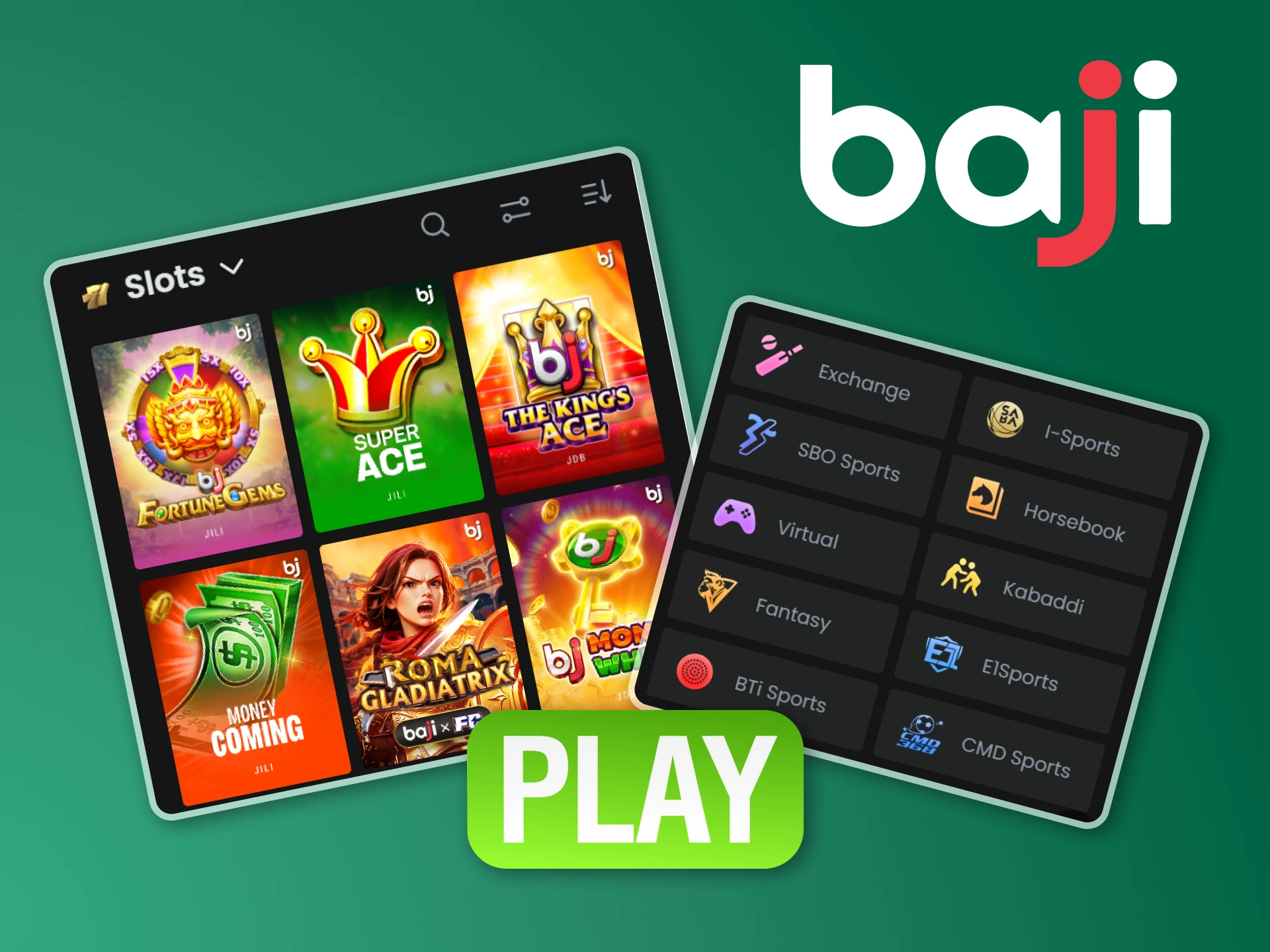 Baji offers a wide range of betting and gaming options.