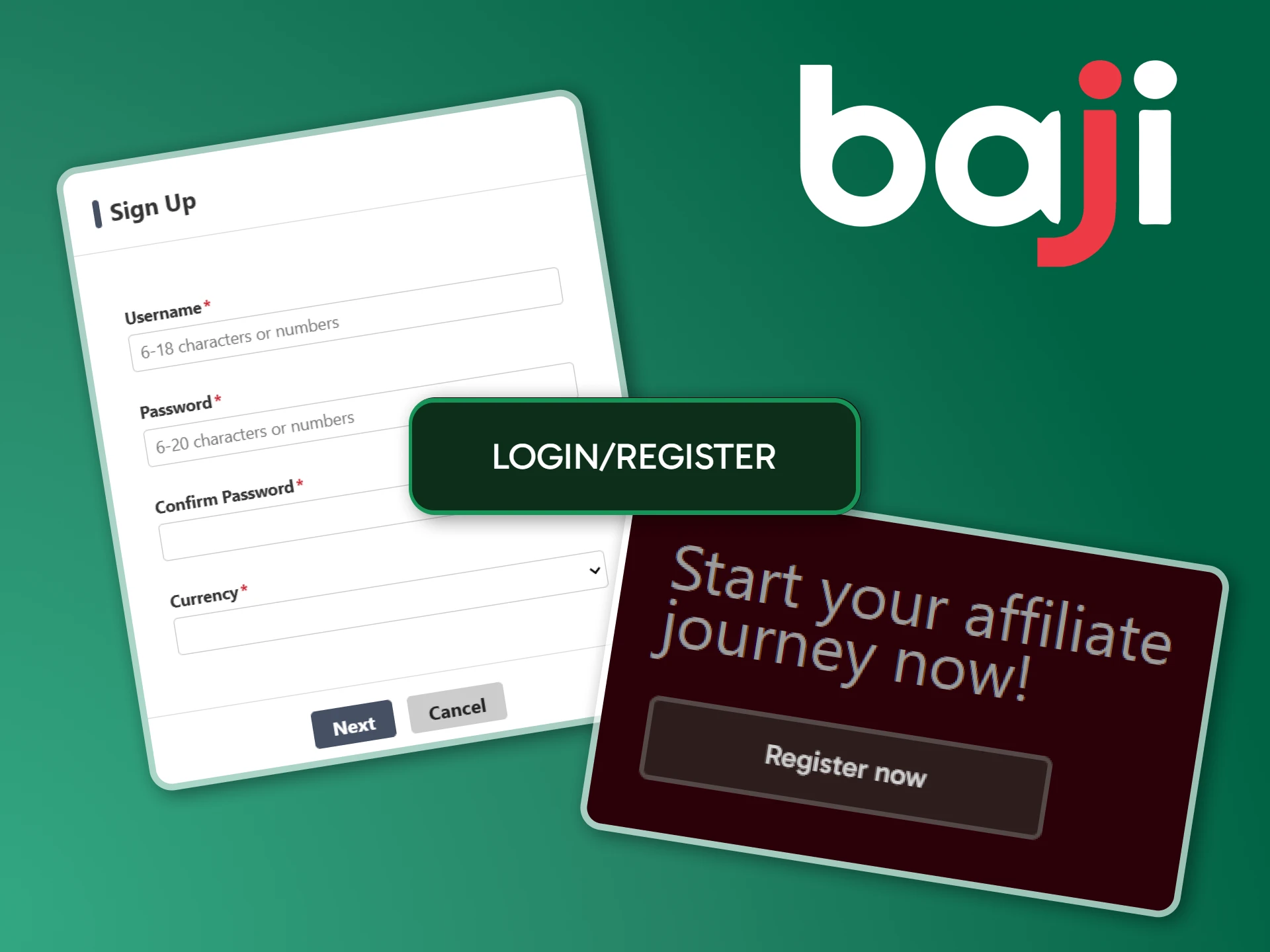 Create a Baji account to become an affiliate.