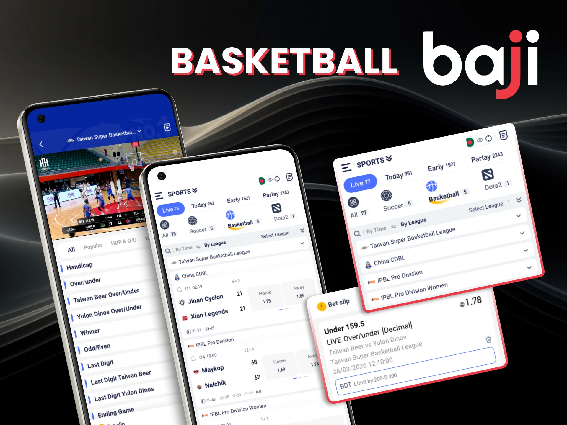 Dive into basketball on Baji and enjoy full coverage with dynamic markets and live updates.