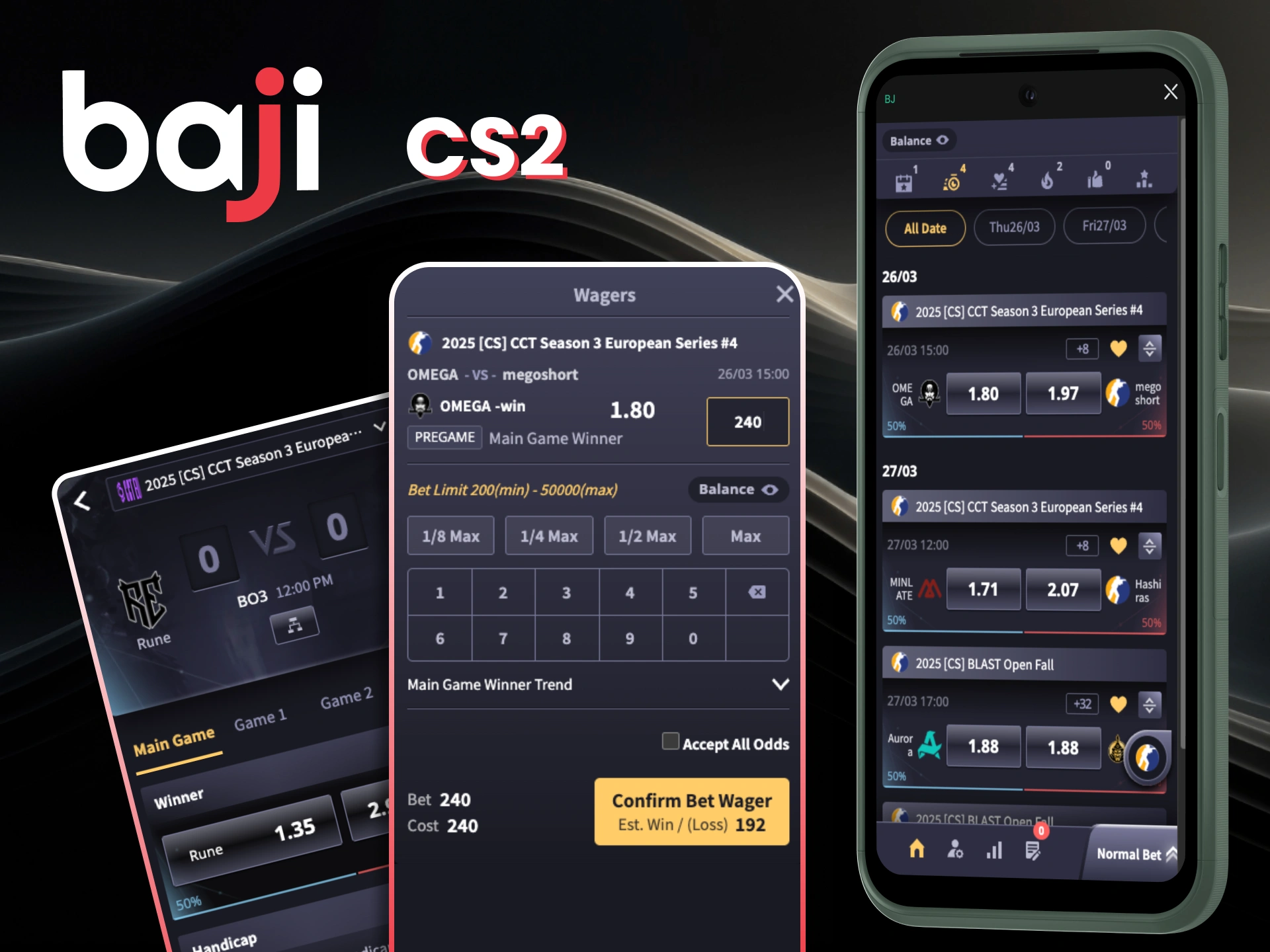 Dive into CS2 on Baji and bet on top tier tournaments with dynamic markets and live action.