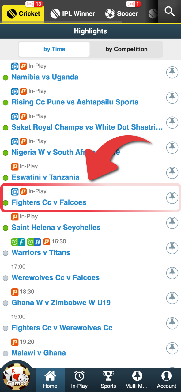 Browse events on Baji and quickly find your match using search or sport categories.