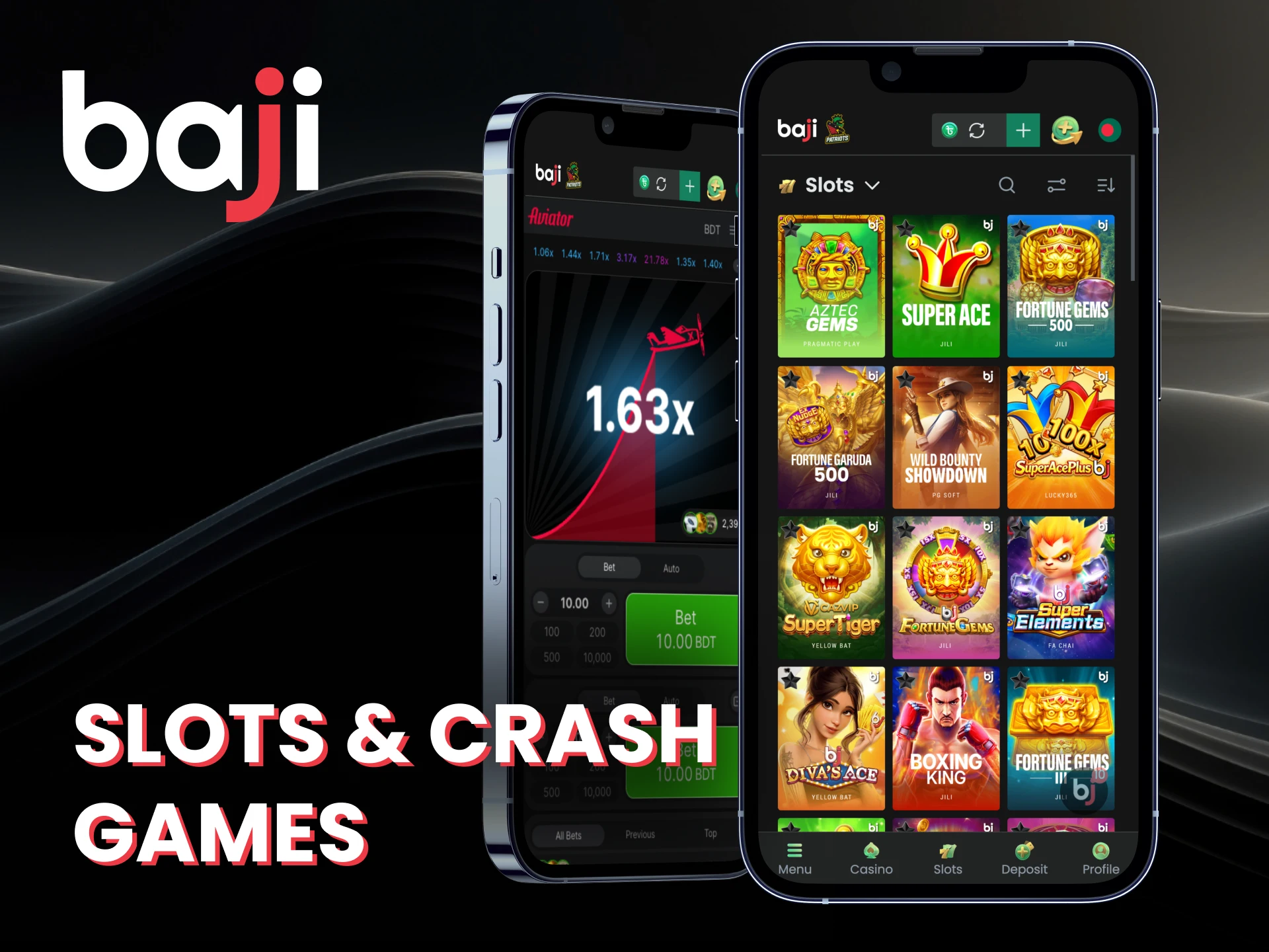 Play crash games on Baji now and enjoy fast paced action with provably fair results and big multipliers.
